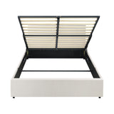 NNEED Queen Bed Frame Gas Lift Storage Base White Boucle
