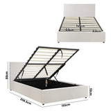 NNEED Queen Bed Frame Gas Lift Storage Base White Boucle