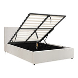 NNEED Queen Bed Frame Gas Lift Storage Base White Boucle