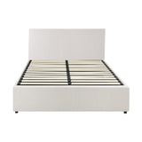 NNEED Queen Bed Frame Gas Lift Storage Base White Boucle