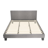 NNEED Bed Frame King Size Wooden Slats Grey Fabric