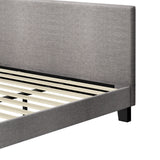 NNEED Bed Frame King Size Wooden Slats Grey Fabric