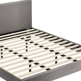 NNEED Bed Frame King Size Wooden Slats Grey Fabric