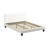 NNEED King Bed Frame Wooden Slats Boucle Fabric White