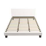 NNEED King Bed Frame Wooden Slats Boucle Fabric White