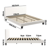 NNEED King Bed Frame Wooden Slats Boucle Fabric White