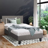NNEED Bed Frame King Single Wooden Slats Fabric
