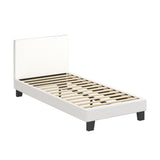 NNEED King Single Bed Frame Wood Slats Boucle White