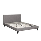 NNEED Bed Frame Queen Size Wooden Slats Grey Fabric