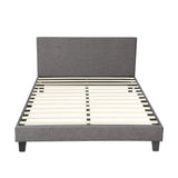 NNEED Bed Frame Queen Size Wooden Slats Grey Fabric