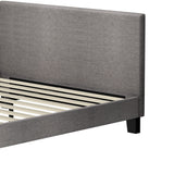 NNEED Bed Frame Queen Size Wooden Slats Grey Fabric