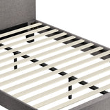 NNEED Bed Frame Queen Size Wooden Slats Grey Fabric