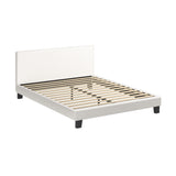NNEED Queen Bed Frame Wooden Slats Boucle Fabric White