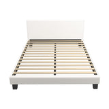 NNEED Queen Bed Frame Wooden Slats Boucle Fabric White