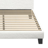NNEED Queen Bed Frame Wooden Slats Boucle Fabric White