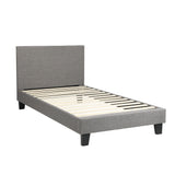 NNEED Bed Frame Single Size Wooden Slats Grey Fabric