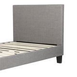 NNEED Bed Frame Single Size Wooden Slats Grey Fabric