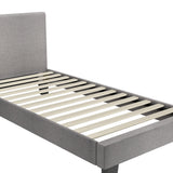 NNEED Bed Frame Single Size Wooden Slats Grey Fabric