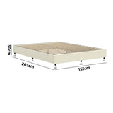 NNEED Bed Frame Queen Size Fabric Beige