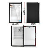Devanti 105L Bar Fridge Glass Door Mini Fridge Countertop Cooler Black