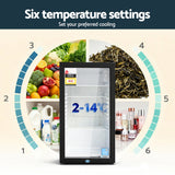 Devanti 78L Bar Fridge Glass Door Mini Fridge Countertop Cooler Black