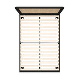 NNEED Bed Frame Double Size Real Rattan Headboard Black