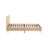 NNEED Wooden Bed Frame Double Size Rattan Headboard