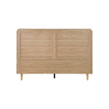 NNEED Wooden Bed Frame Double Size Rattan Headboard