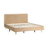 NNEED Wooden Bed Frame King Size Rattan Headboard