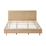 NNEED Wooden Bed Frame King Size Rattan Headboard