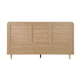 NNEED Wooden Bed Frame King Size Rattan Headboard
