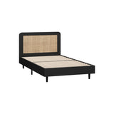 NNEED Bed Frame King Single Real Rattan Headboard Black