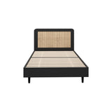 NNEED Bed Frame King Single Real Rattan Headboard Black