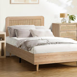 NNEED Wooden Bed Frame King Single Rattan Headboard