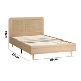 NNEED Wooden Bed Frame King Single Rattan Headboard