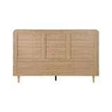 NNEED Wooden Bed Frame Queen Size Rattan Headboard