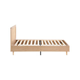NNEED Wooden Bed Frame Single Size Rattan Headboard