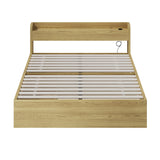 NNEED Double Bed Frame with Charging Ports & 2 Drawers