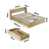 NNEED Double Bed Frame with Charging Ports & 2 Drawers