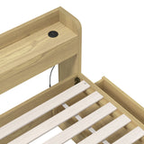 NNEED Double Bed Frame with Charging Ports & 2 Drawers