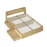 NNEED Queen Bed Frame with Charging Ports & 2 Drawers