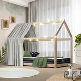 NNEED Kids Bed Frame With Single Mattress Set House Style Wooden