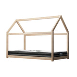 NNEED Kids Bed Frame With Single Mattress Set House Style Wooden