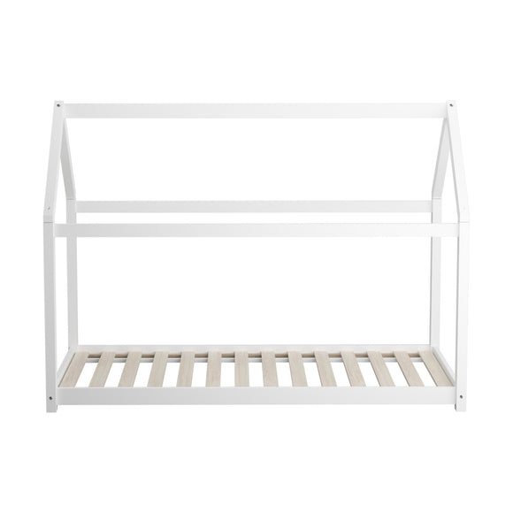 NNEED Wooden Bed Frame Single House Style White