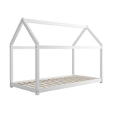NNEED Wooden Bed Frame Single House Style White