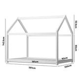 NNEED Wooden Bed Frame Single House Style White