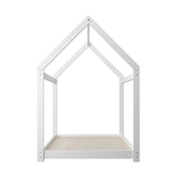 NNEED Wooden Bed Frame Single House Style White