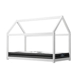 NNEED Kids Bed Frame with Single Mattress House Style White