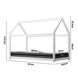 NNEED Kids Bed Frame with Single Mattress House Style White
