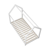 NNEED Kids Bed Frame with Single Mattress House Style White